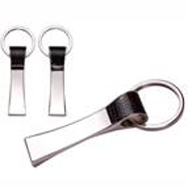 Leatherette and Metal Key Chain with Nickel Finish