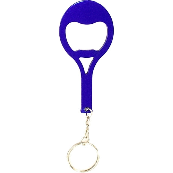 Tennis racket shape bottle opener key chain