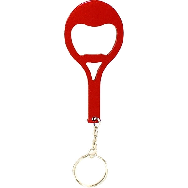 Tennis racket shape bottle opener key chain