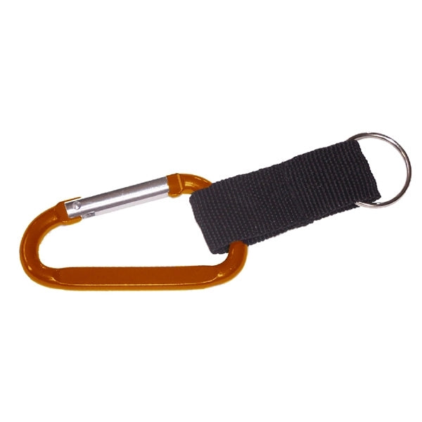 Carabiner with split key ring and nylon strap