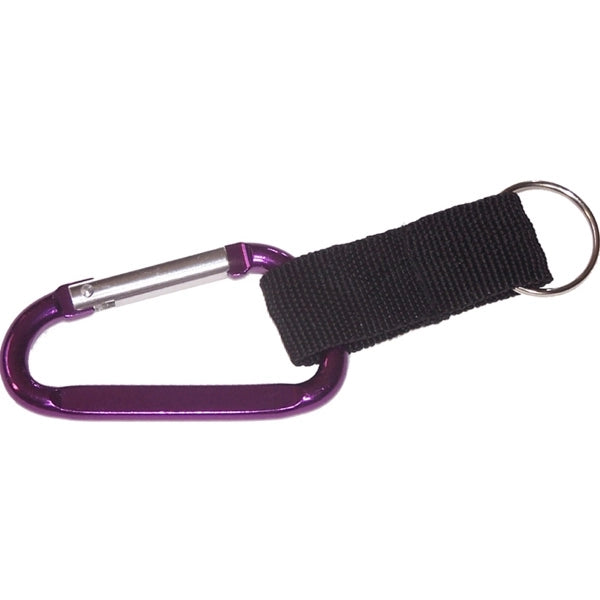 Carabiner with split key ring and nylon strap