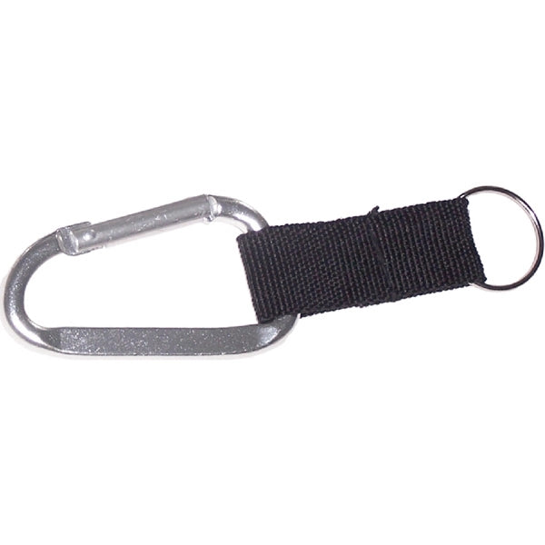 Carabiner with split key ring and nylon strap