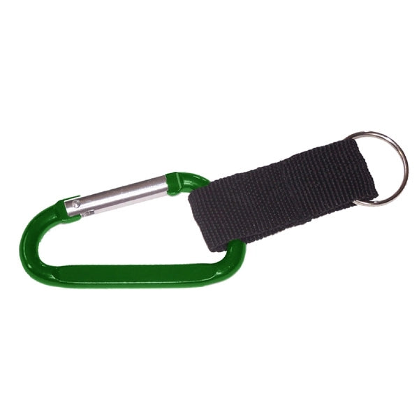 Carabiner with split key ring and nylon strap