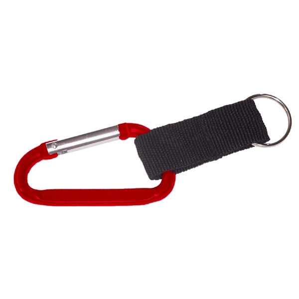 Carabiner with split key ring and nylon strap