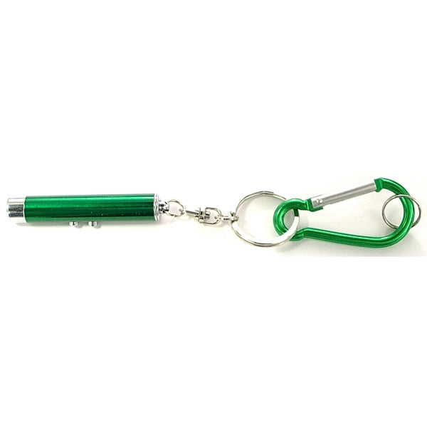 Dual function laser pointer and LED flashlight keychain