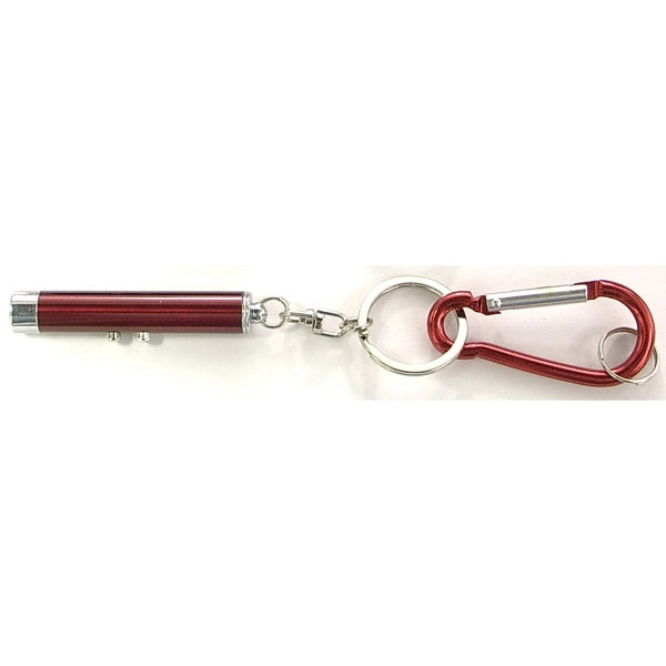 Dual function laser pointer and LED flashlight keychain