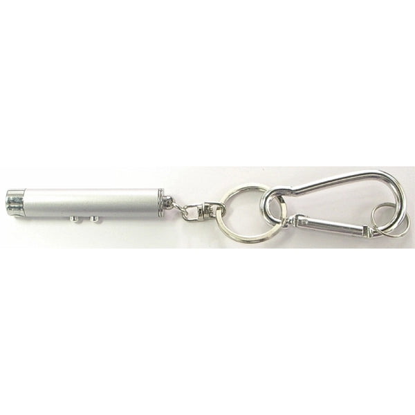 Dual function laser pointer and LED flashlight keychain