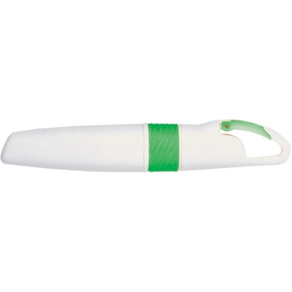 Highlighter pen with carabiner clip