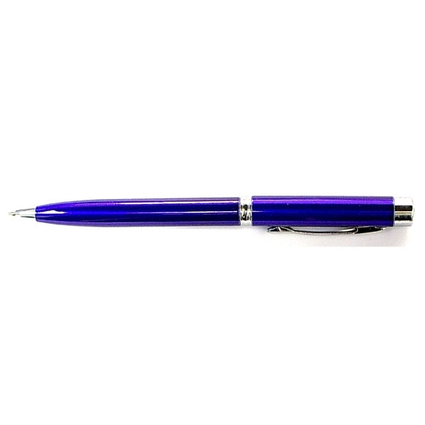 Twist action pen with laser pointer and flashlight