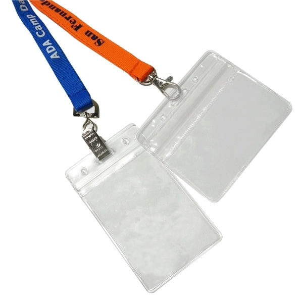3/4" Lanyards w/ Badge Holder Combo Clear Vinyl