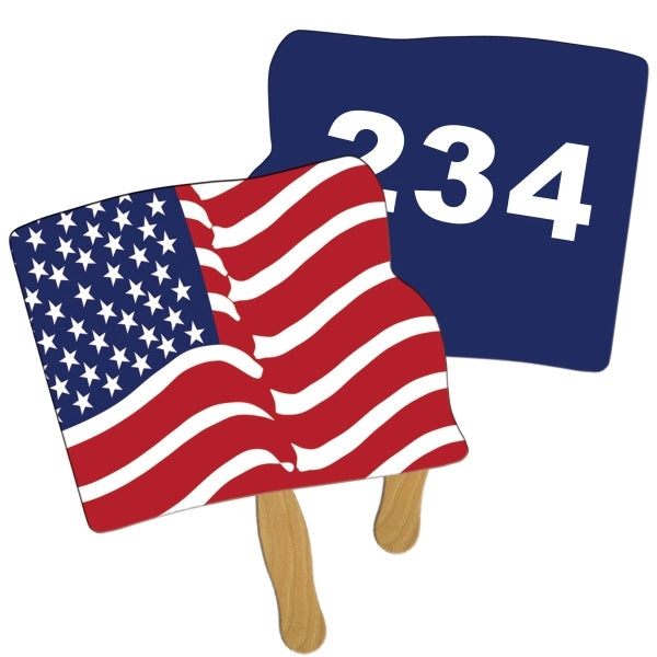 Flag Auction Sandwiched Hand Fan Full Color