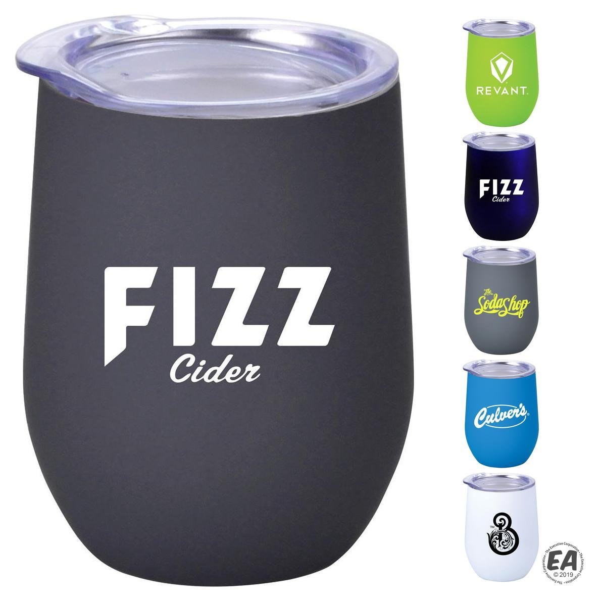 12oz Rubberized Finish Stainless Steel Stemless Wine Glass
