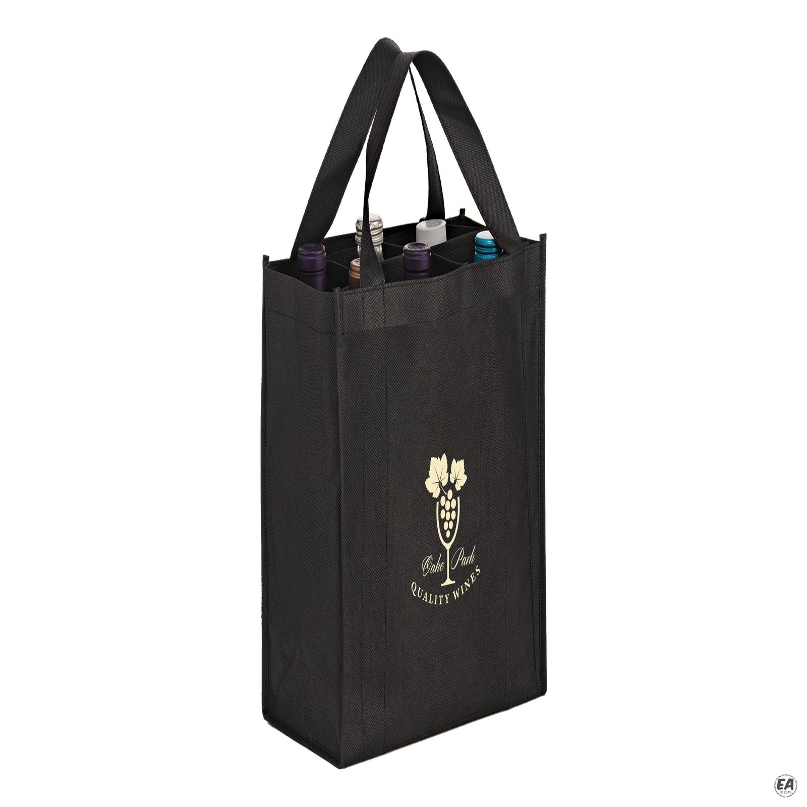 Non-Woven 6 Bottle Wine Tote Bag with Removable Divider 11x12x7