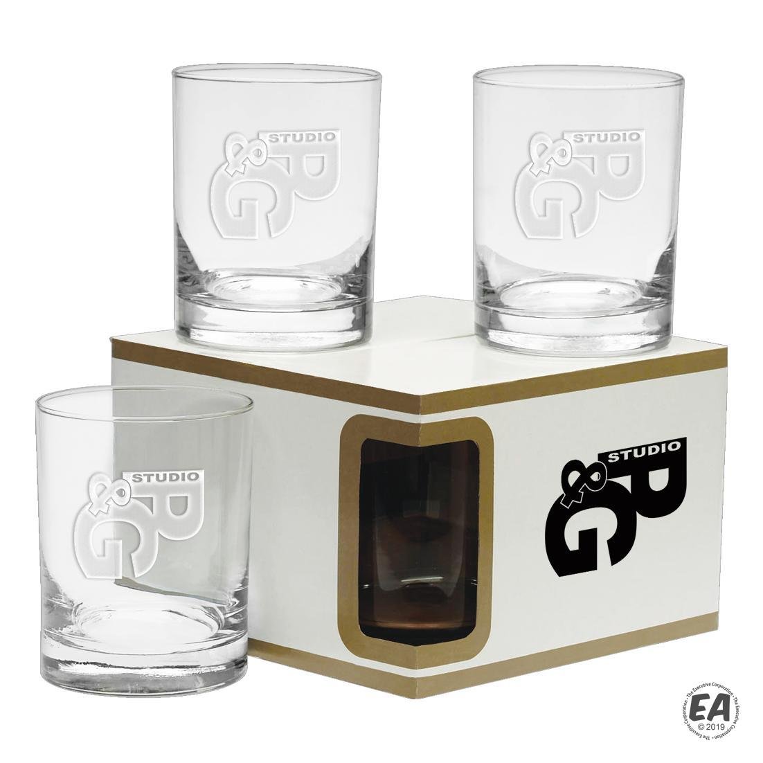 14 oz. Premium Set of 4 DOF Glasses - Deep Etch