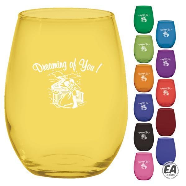 9 oz. Stemless White Wine Glass with Full Body Spray
