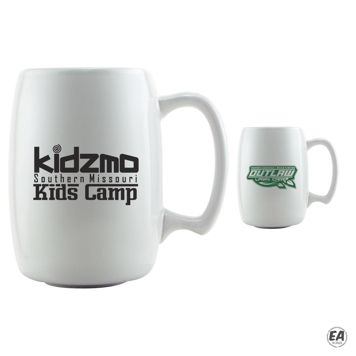 16 oz Barrel White Ceramic Mug