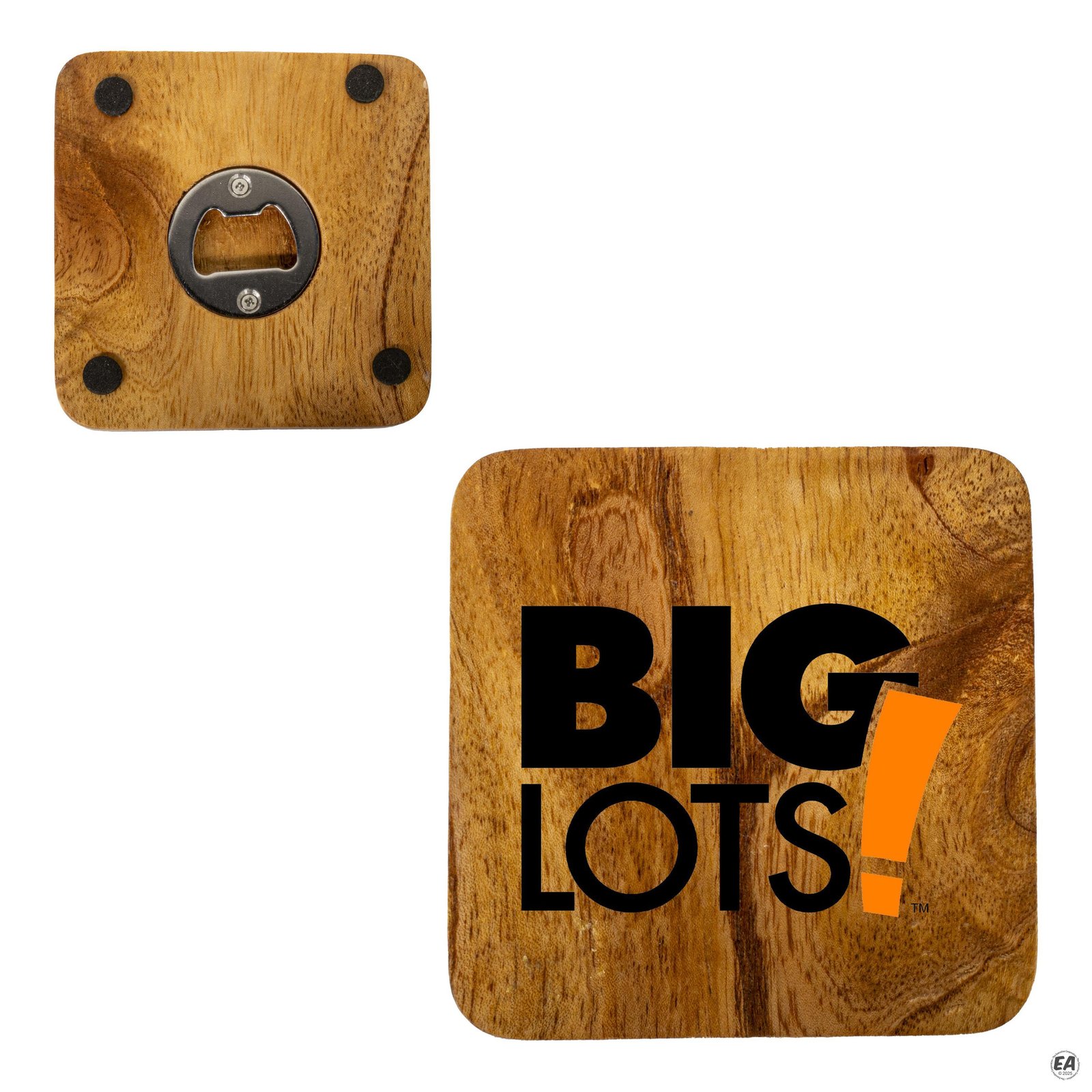 Square Wood Coaster with Bottle Opener