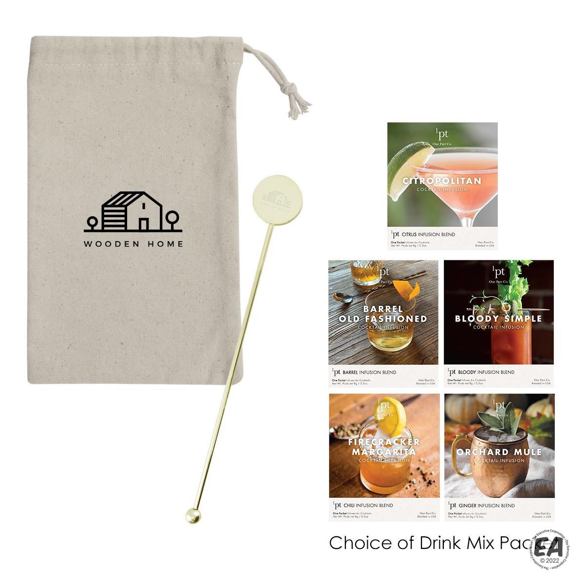 Stainless Steel Cocktail Stirrers With Cocktail Infusion Drink Packet