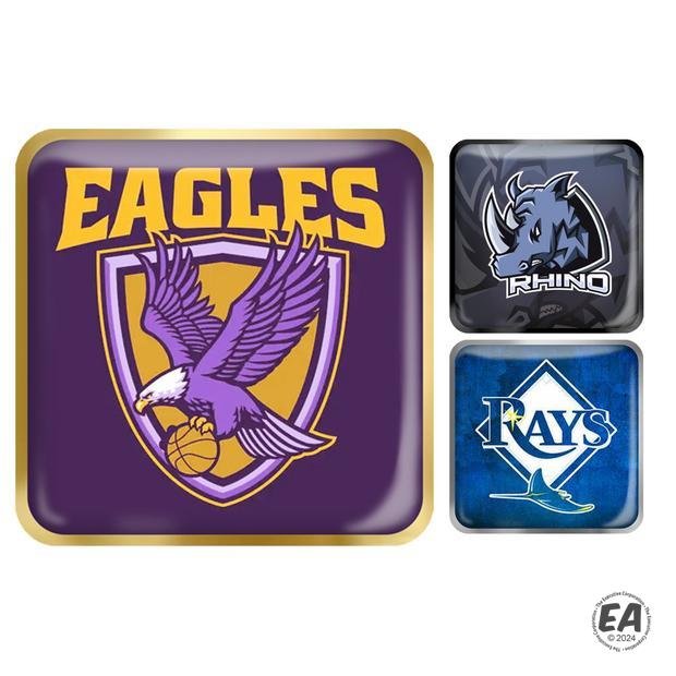 Full Color Epoxy Lapel Pins - Square with Rounded Corners 1" x 1" - Quick Turn