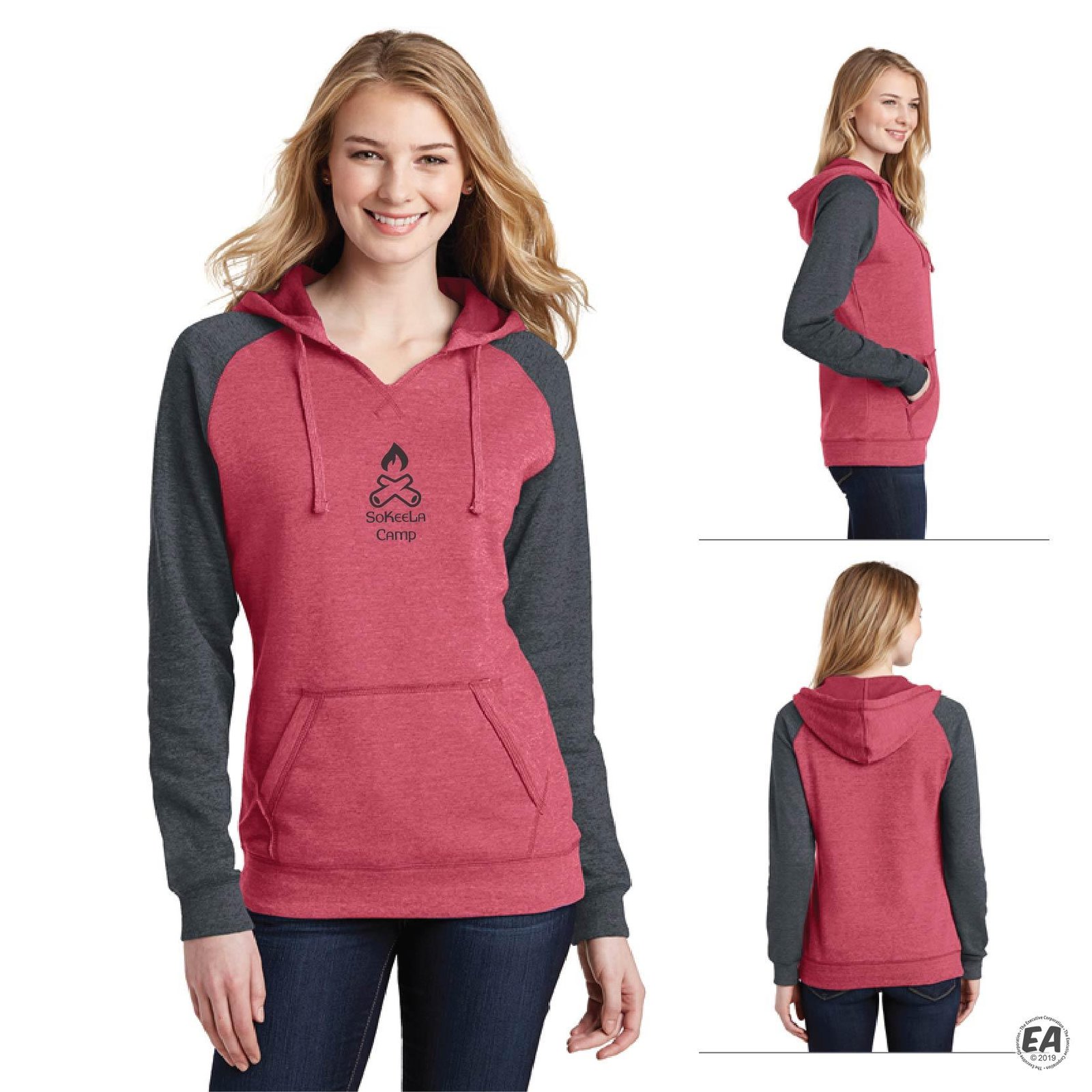 District Juniors DT296 Lightweight Fleece Raglan Hoodie