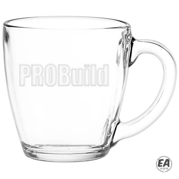 16 oz. Clear Glass Bistro Coffee Mug with Deep Etching