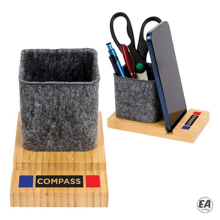 Renton Recycled Felt and Bamboo Pen/Device/Card Holder