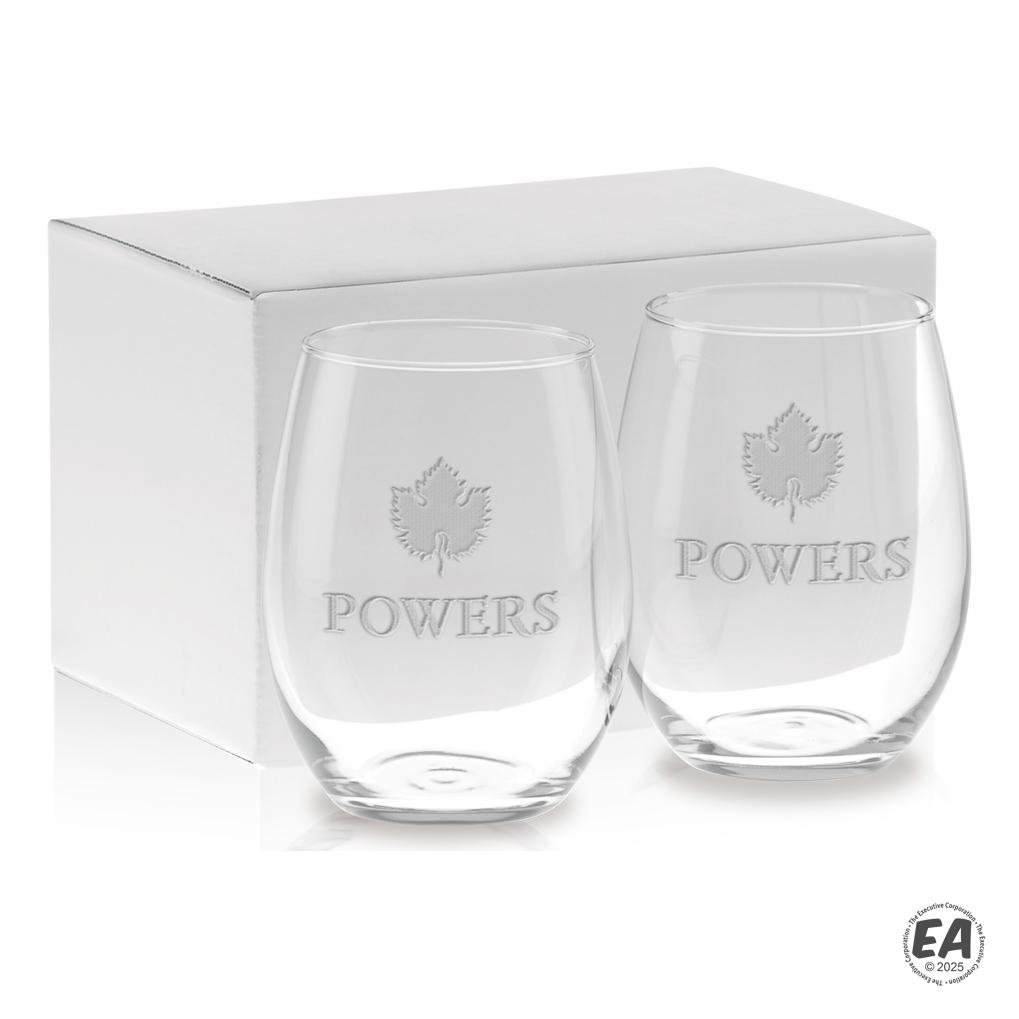 21 oz. Etched Stemless White Wine 2-Piece Gift Set
