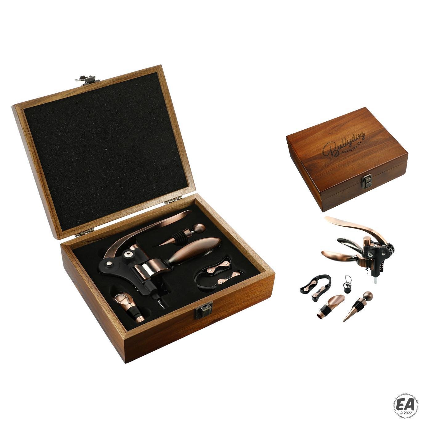 Graze Wood and Metal Wine Set