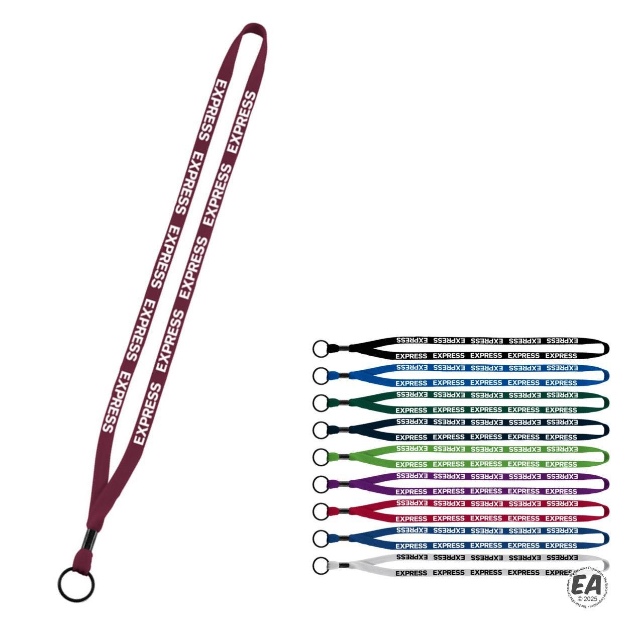1/2" Cotton Lanyard with Metal Crimp & Split-Ring
