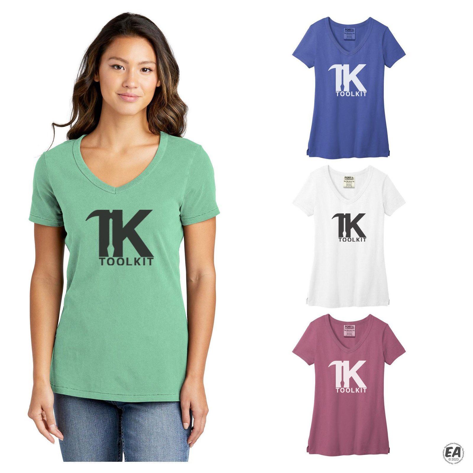 Port and Company LPC099V Ladies Beach Wash Garment-Dyed V-Neck Tee