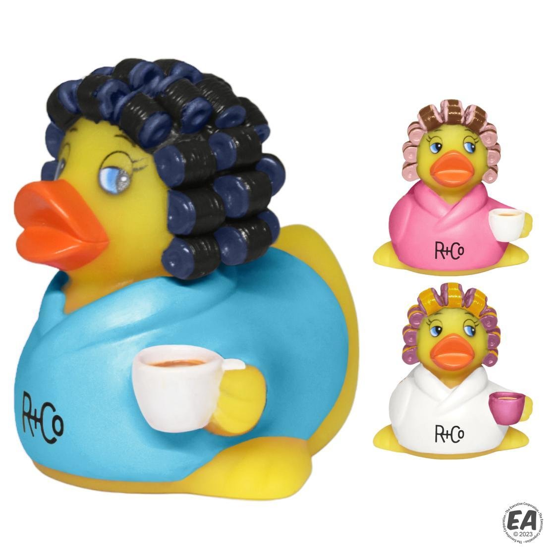 Morning Robe Coffee and Hair Curlers Rubber Duck