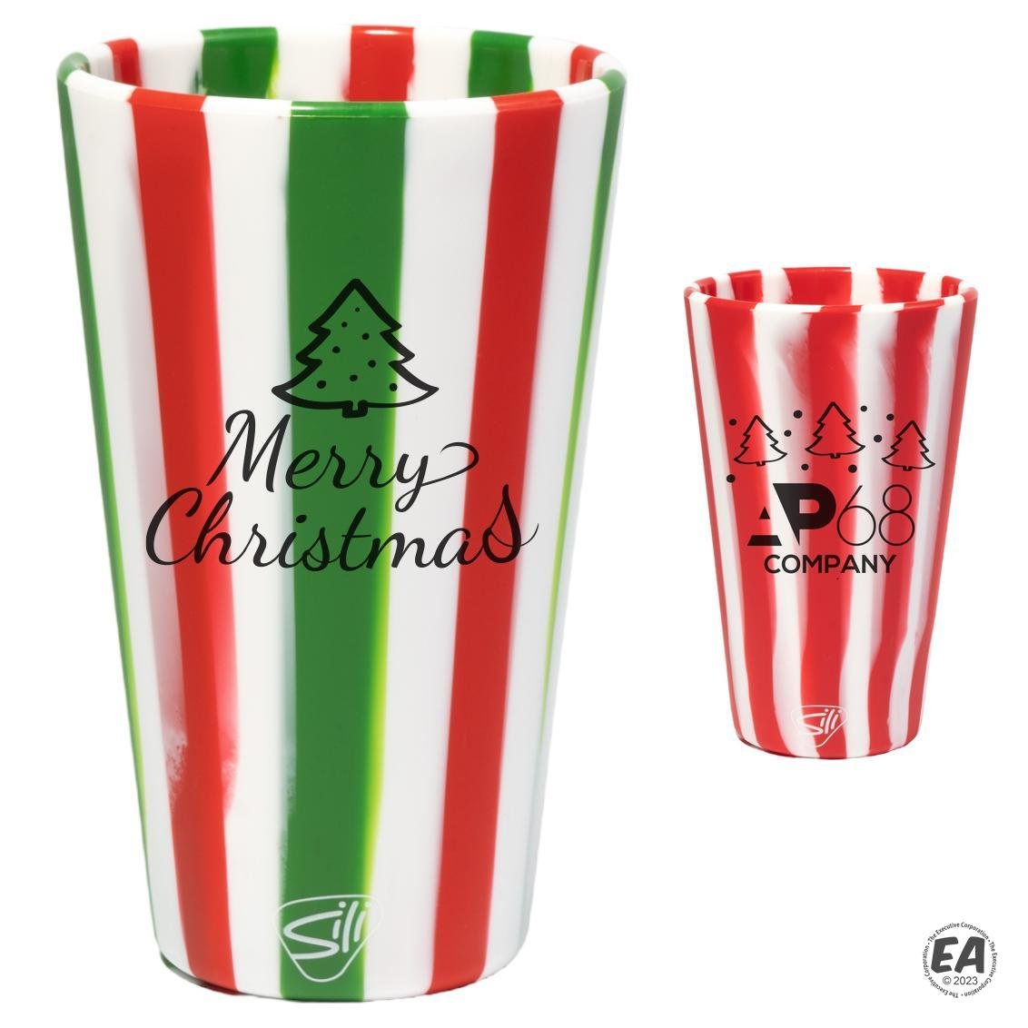 Silipint 16 oz Silicone Pint Cup - Candy Cane Christmas Collection