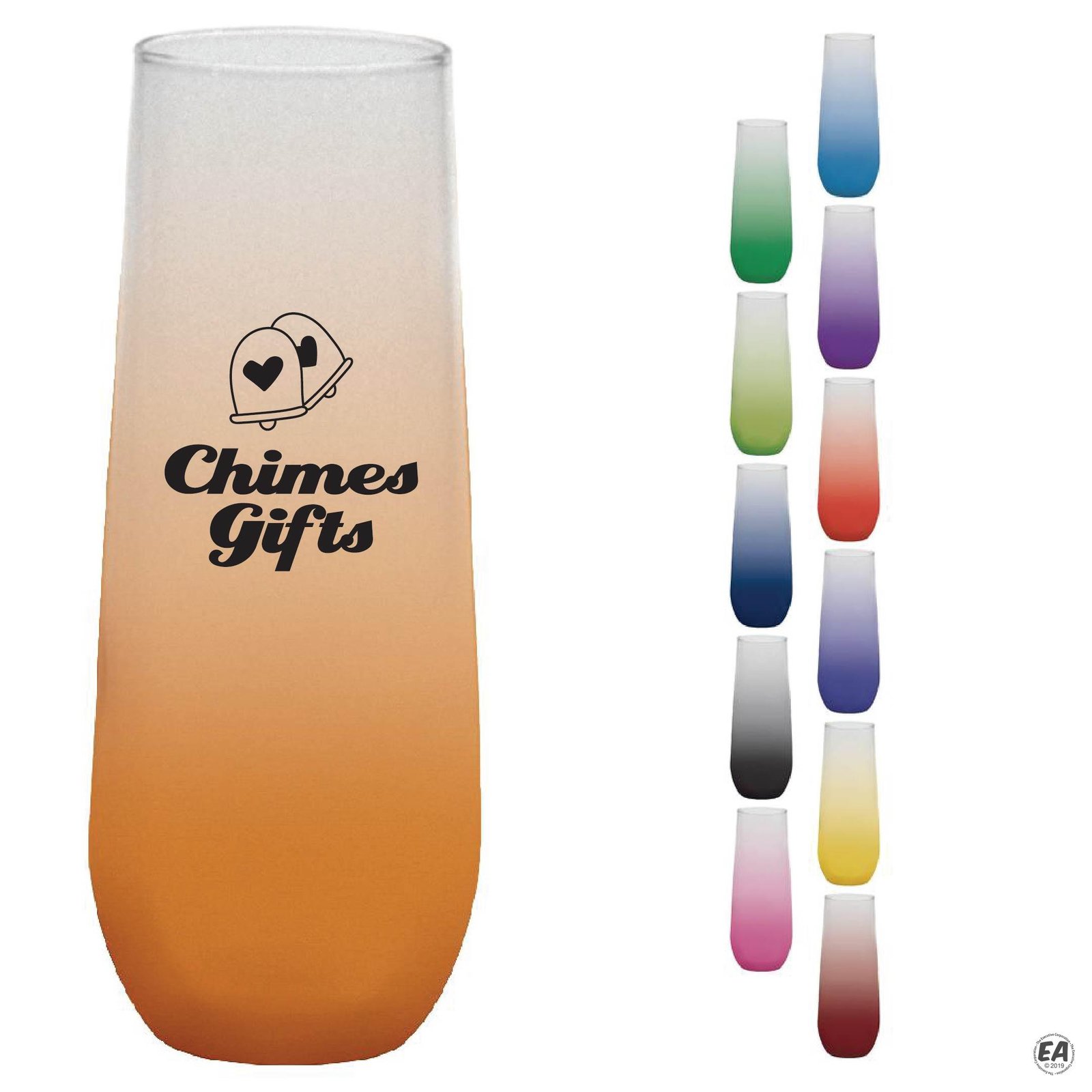 8.5 oz. Stemless Flute with Frosty Blend Spray