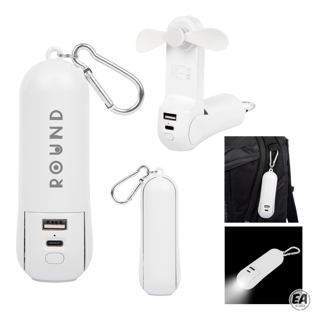 Rechargeable Power Bank With Fan & Flashlight