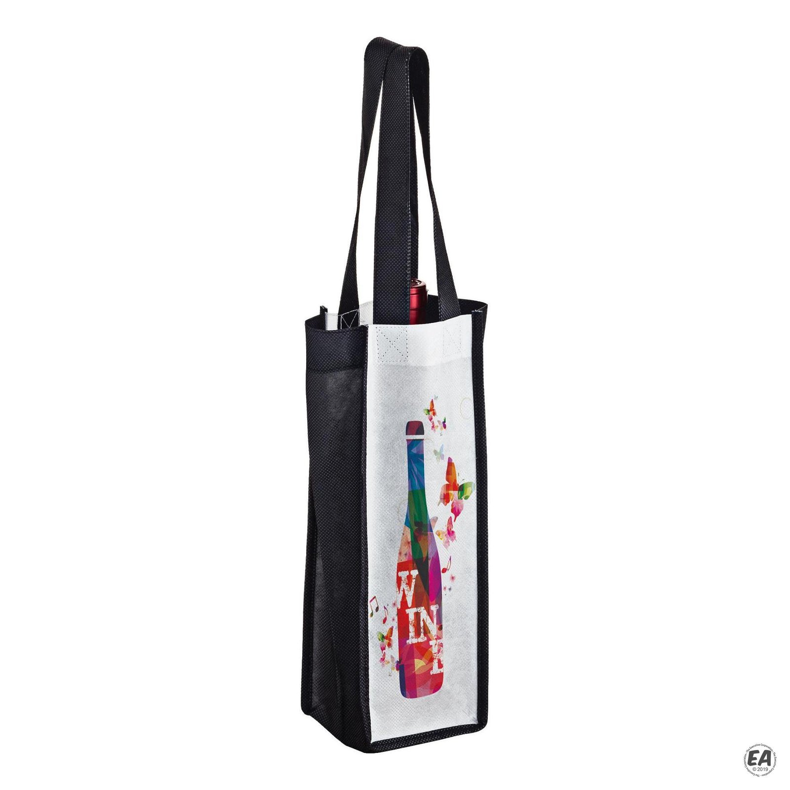 P.E.T. Non-Woven Sublimated 1 Bottle Wine Bag 4x13x4