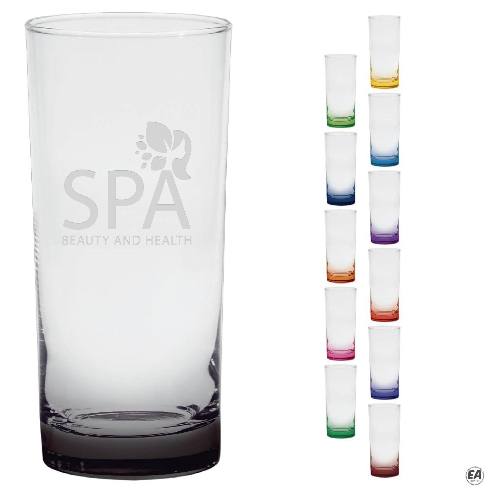 15 oz. Deluxe Cooler Glass with Deep Etching with Bottom Spray