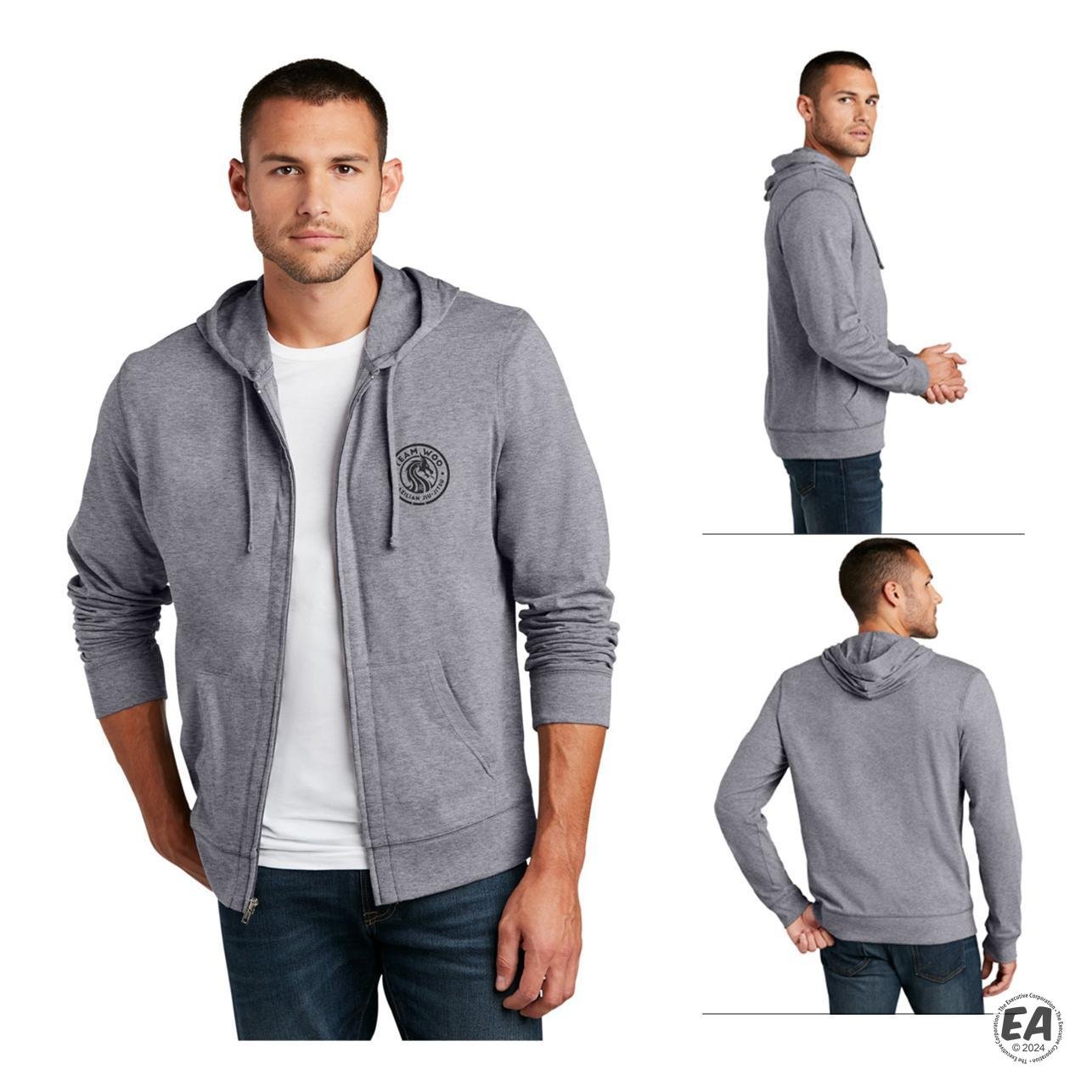 District Young DT1100 Mens Jersey Full-Zip Hoodie