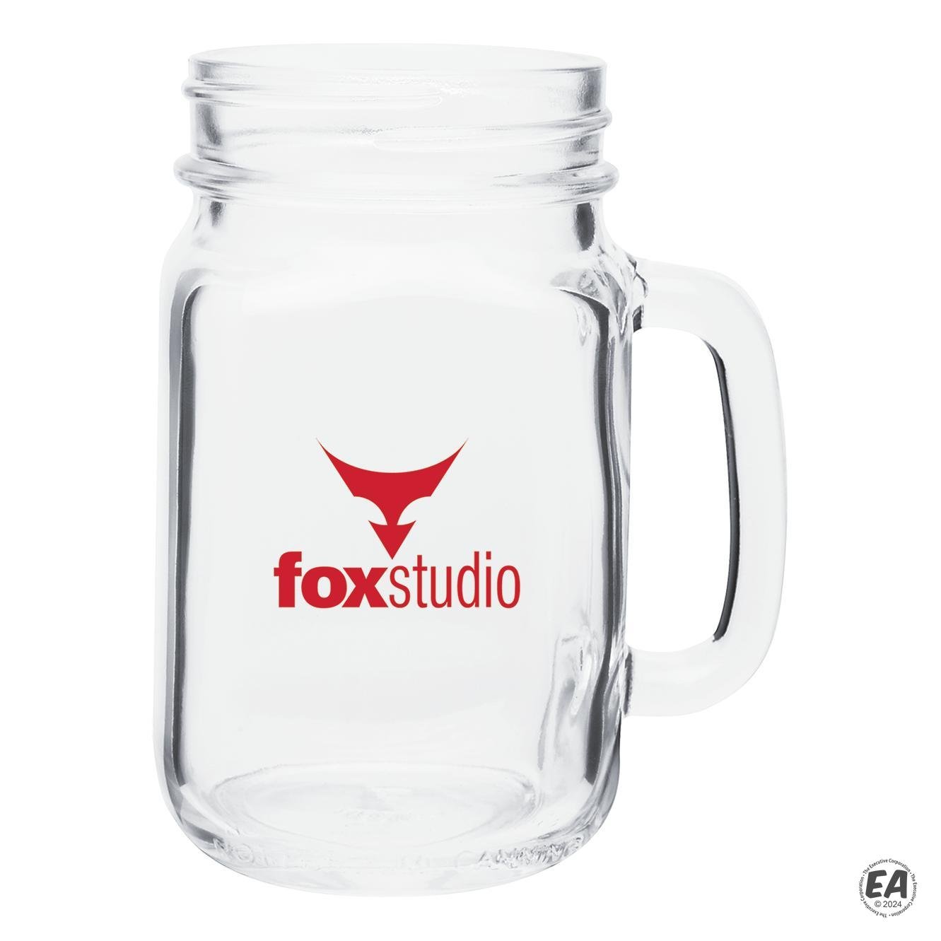 16 oz Glass Mason Jar Mug