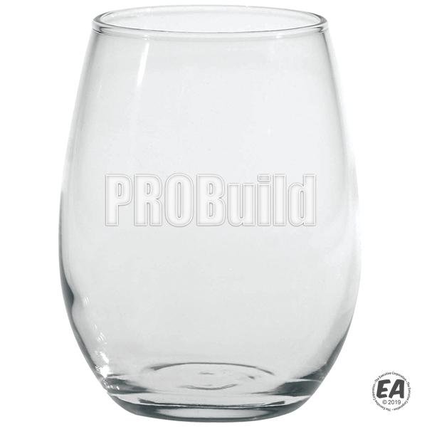 9 oz. Stemless White Wine Glass with Deep Etching