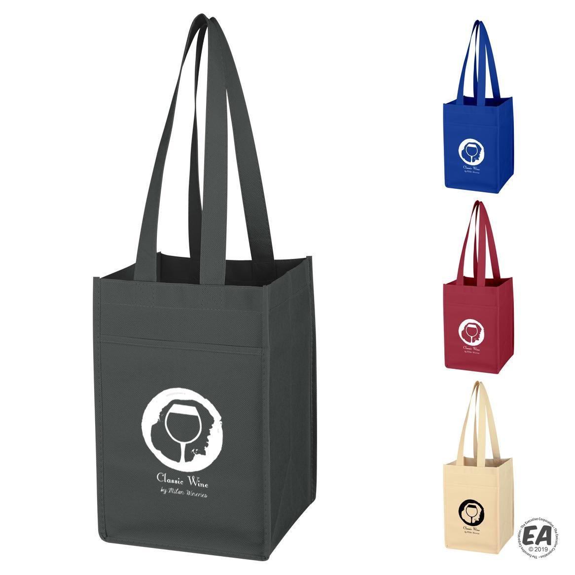 Non-Woven 4 Bottle Wine Tote Bag