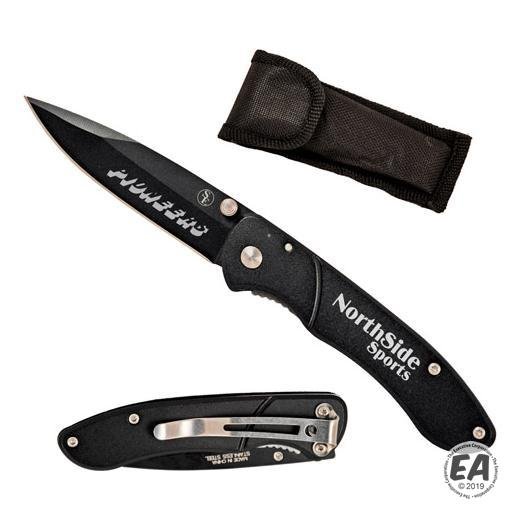 Sleek Black Stainless Steel Pocket Lock Knife