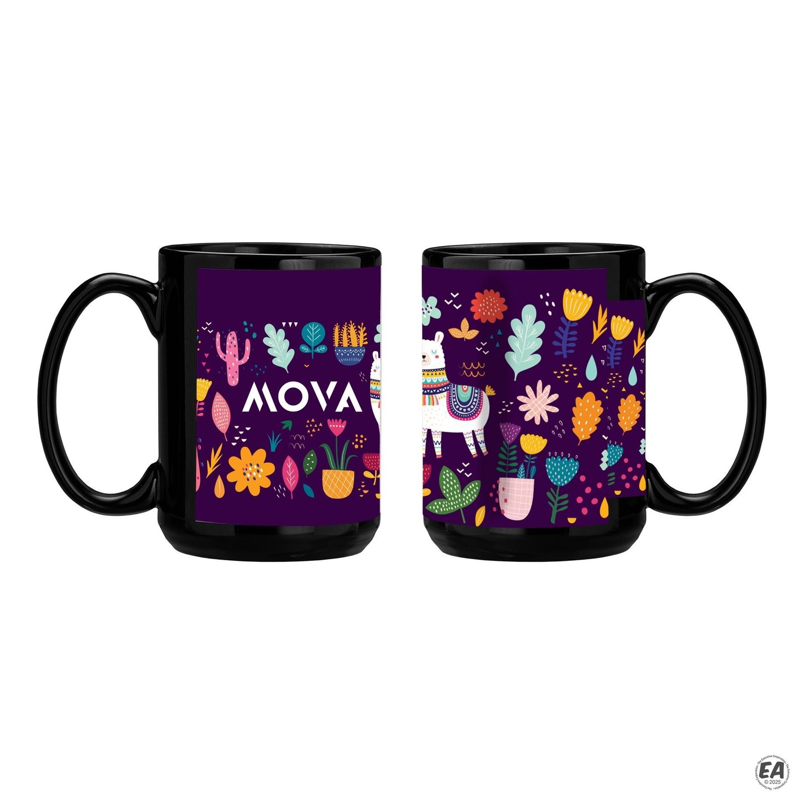 Full Color 15 oz. Black Ceramic Mug