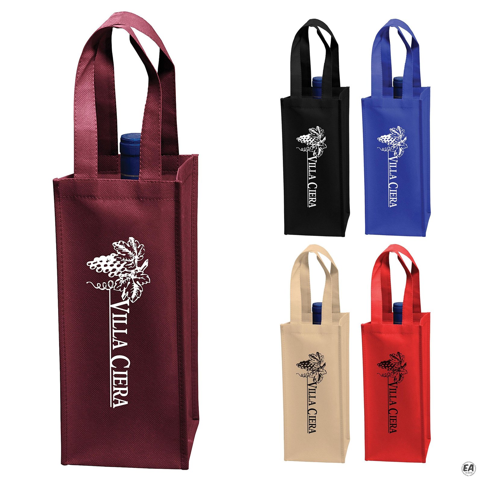 Vineyard Collection - 1 Bottle Non-Woven Wine Tote Bag 5x12x5