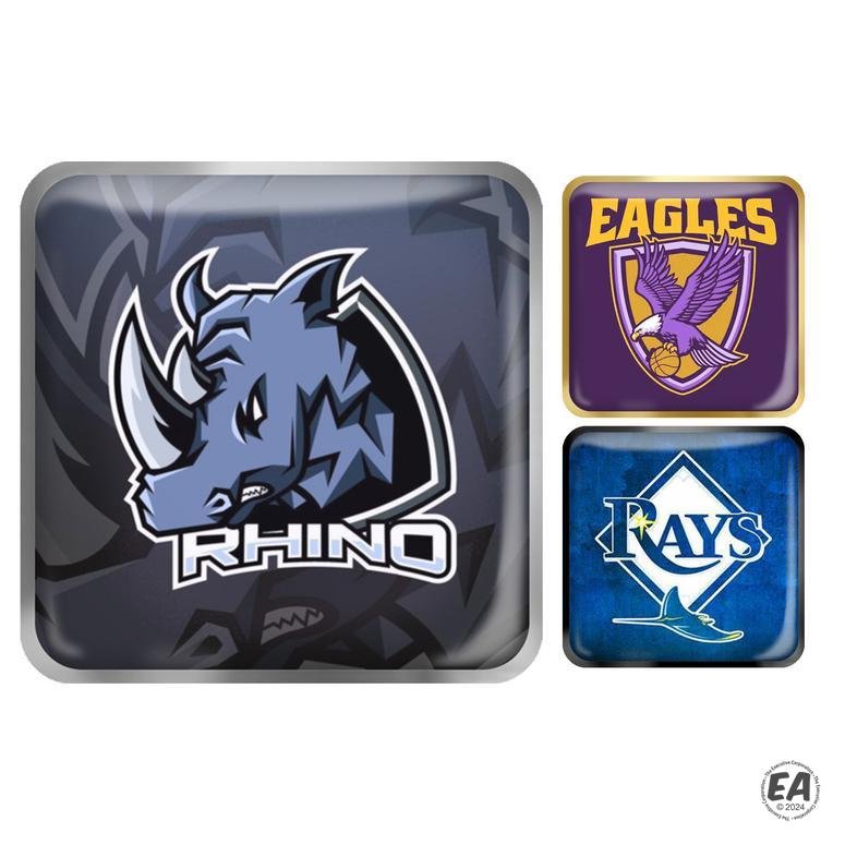 Full Color Epoxy Lapel Pins - Square with Rounded Corners 1.25" x 1.25" - Quick Turn