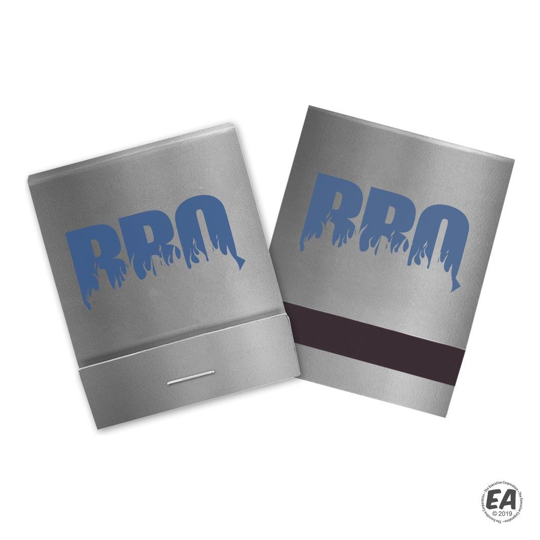 20 Strike Blue Ink on Foil Silver Board Matchbooks
