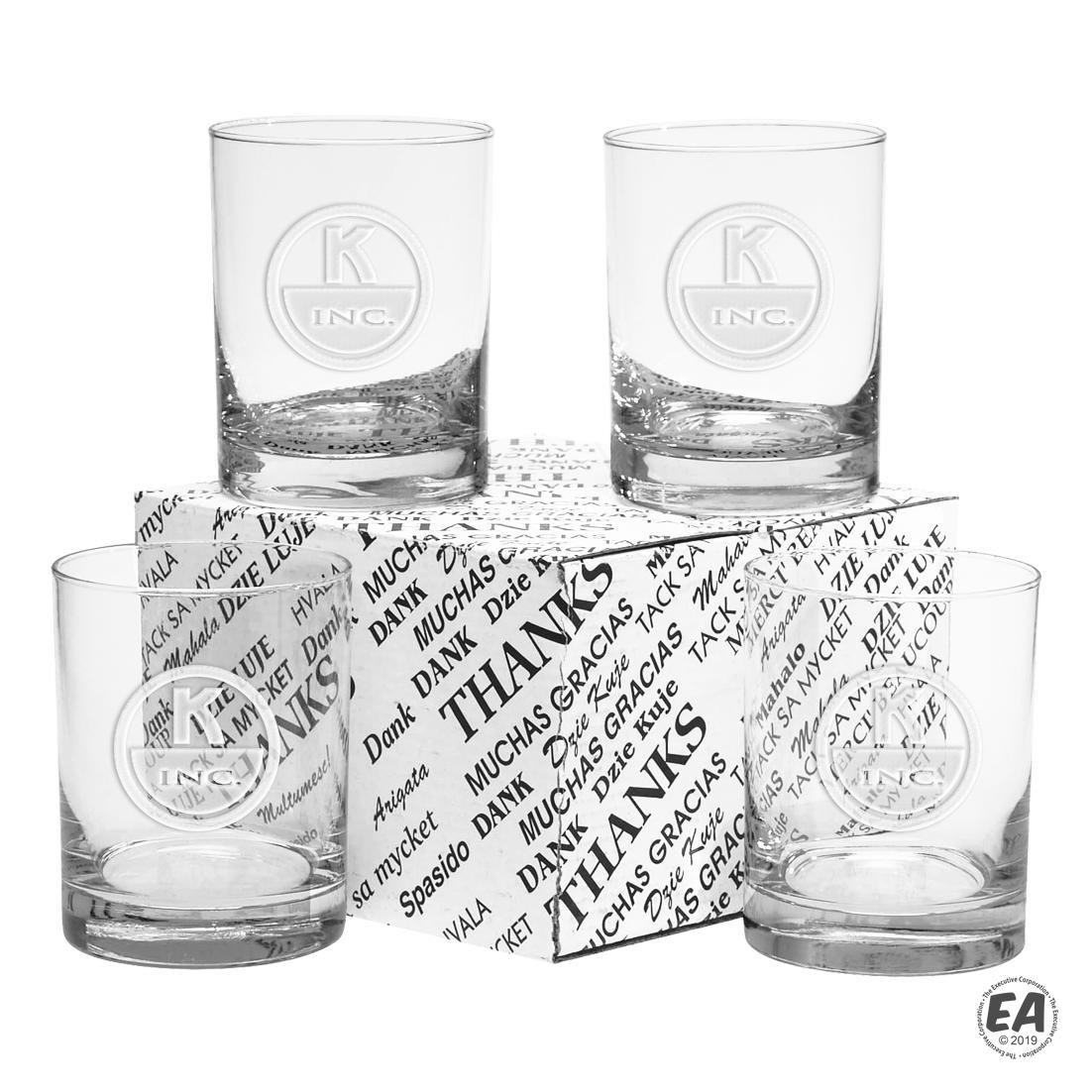 14 oz. Thank You Set of 4 DOF Glasses - Etch