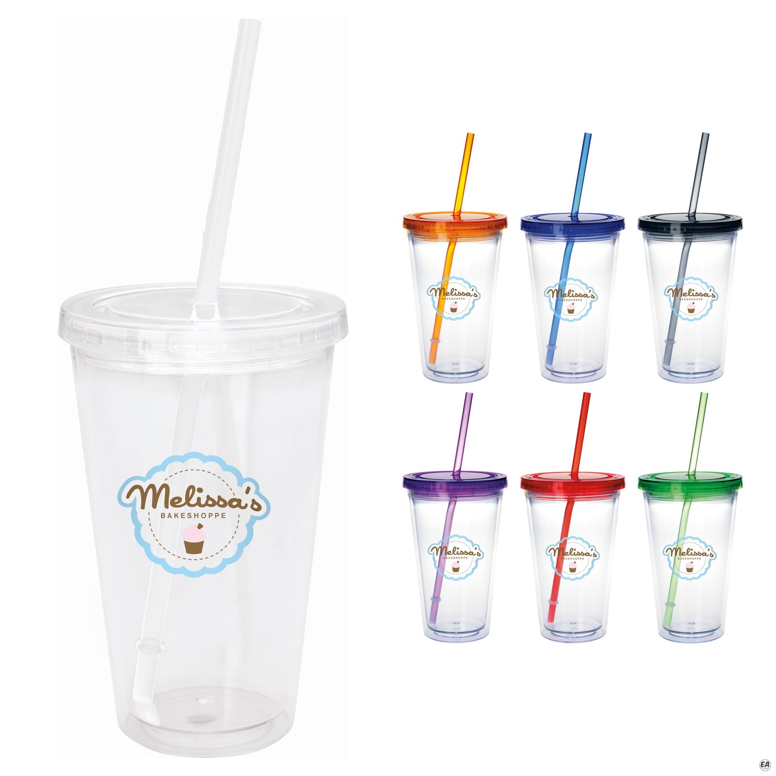 18 oz. Clear Tumbler with Colored Lid