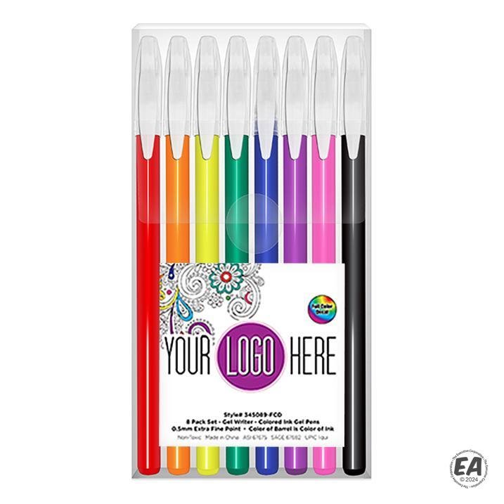 Liquimark Gel Writers 0.5mm Extra Fine Point Gel Pens In Clear Plastic Box With Full Color Decal