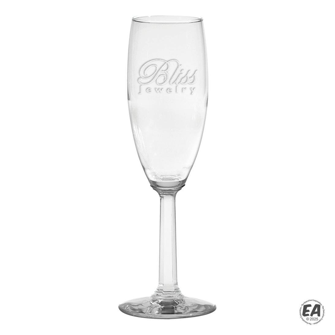 6 oz. Napa Valley Flute with Optic Stem with Deep Etching