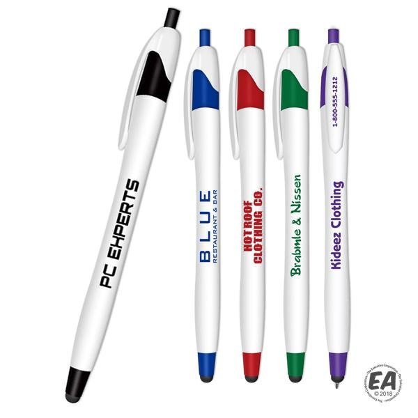 Liquimark White Stylus Retractable Ball Point Pen